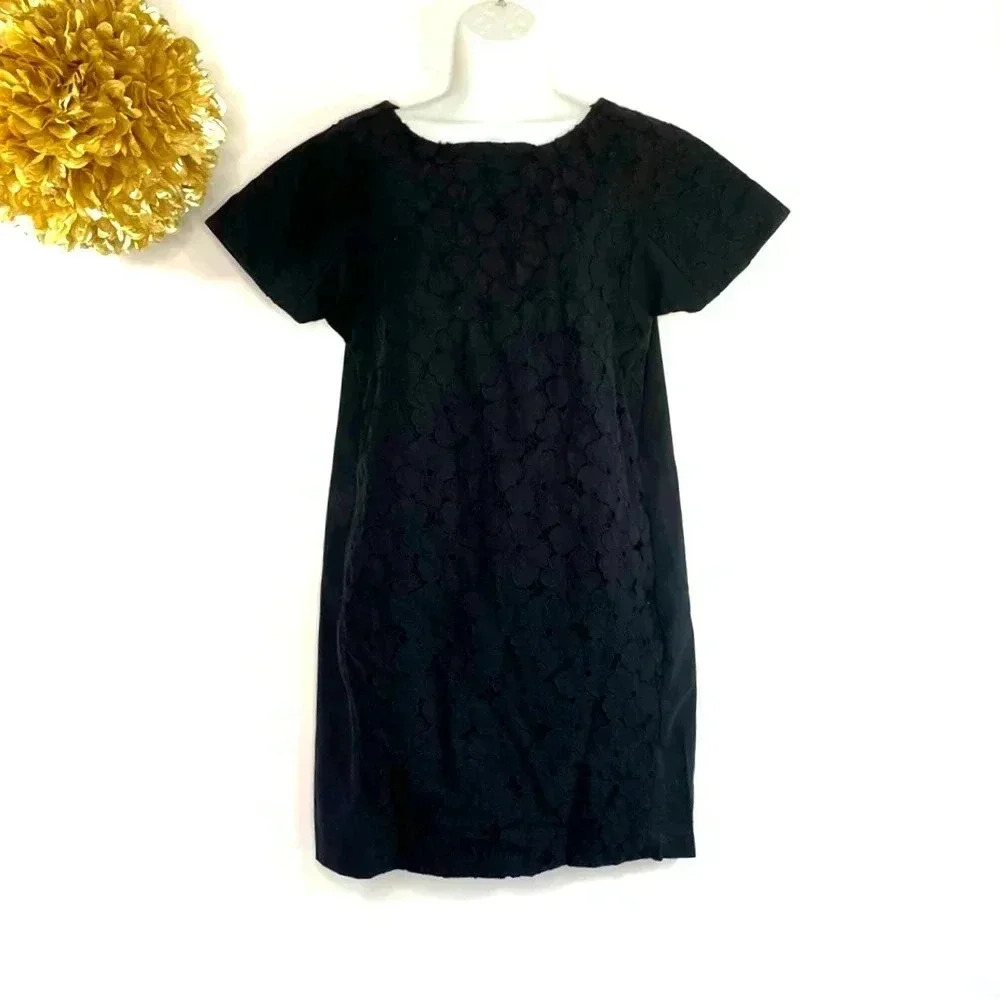 Lafayette 148 New York Womens A Line Dress Black Lace Panel Round Neck Petites P